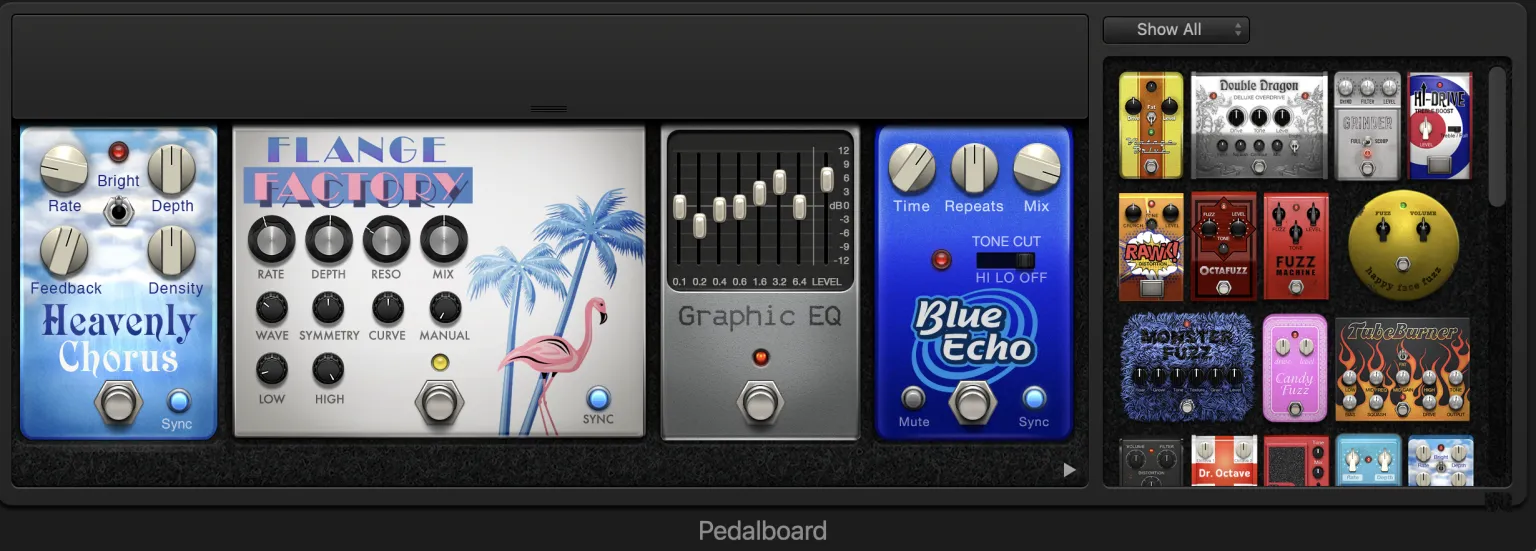 Pedalboard and equalization settings